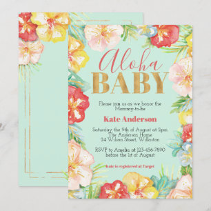 Invitación de Baby Shower tropical para bebé Aloha