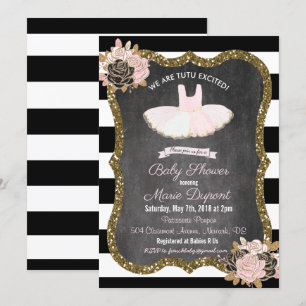 Invitación de Baby Shower Tutu emocionada