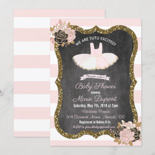 Invitación de Baby Shower Tutu emocionada
