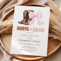Invitación de Baby Shower TWIN Botas y Lazos