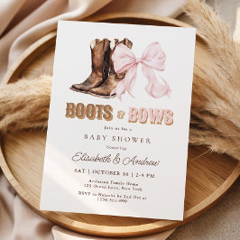 Invitación de Baby Shower TWIN Botas y Lazos