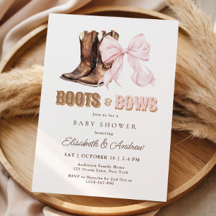 Invitación de Baby Shower TWIN Botas y Lazos