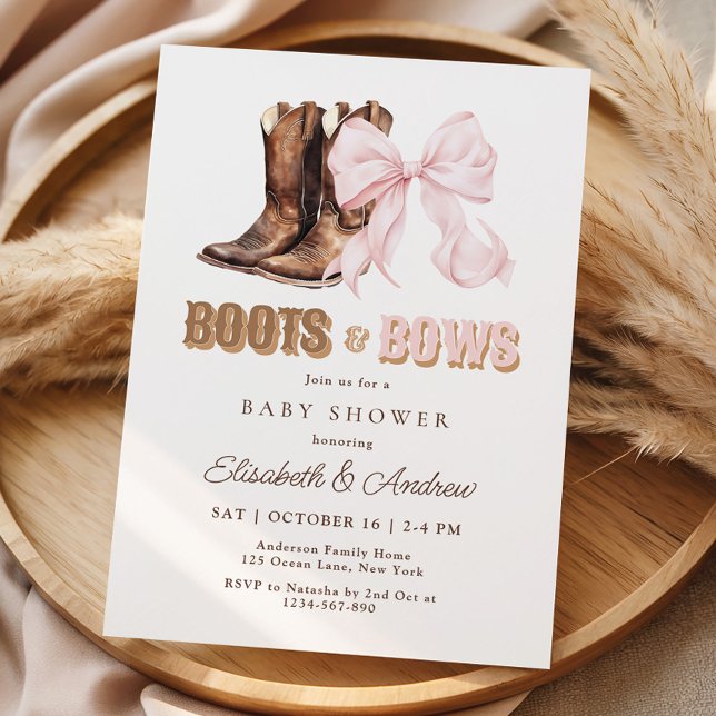 Invitación de Baby Shower TWIN Botas y Lazos (Subido por el creador)