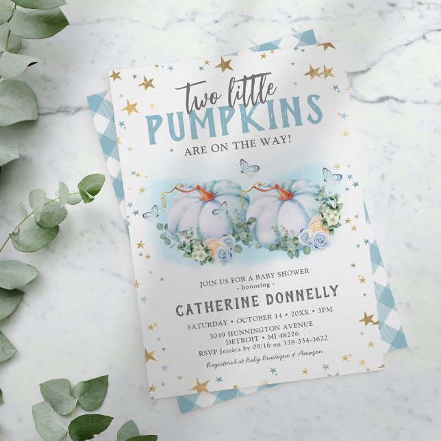 Invitación de Baby Shower Twin Pumpkins Boy (Subido por el creador)