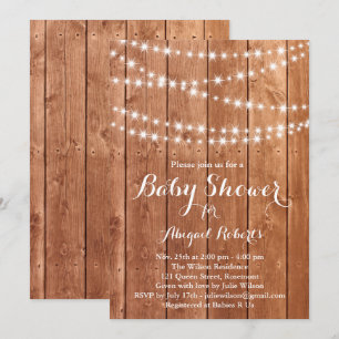 Invitación de Baby Shower Twinkle Lights - roble