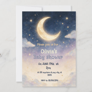 Invitación de Baby Shower Twinkle Little Star 