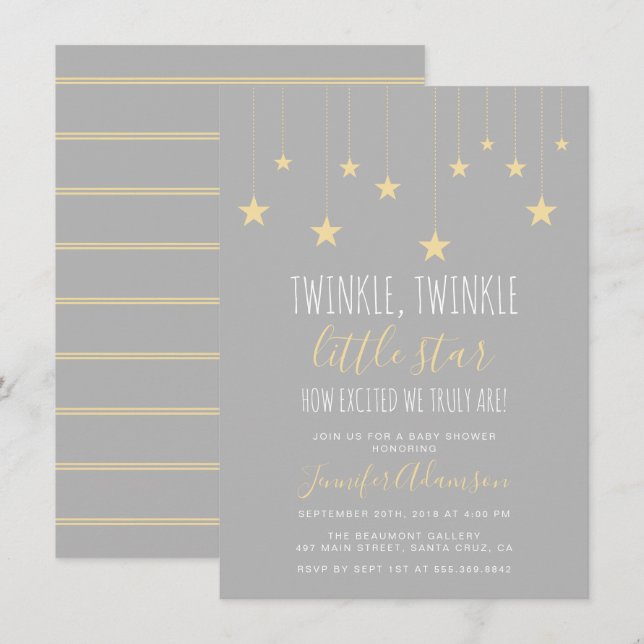 Invitación de Baby Shower Twinkle Little Star mode (Anverso / Reverso)