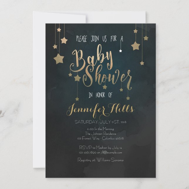 Invitación de Baby Shower Twinkle Twinkle Little S (Anverso)