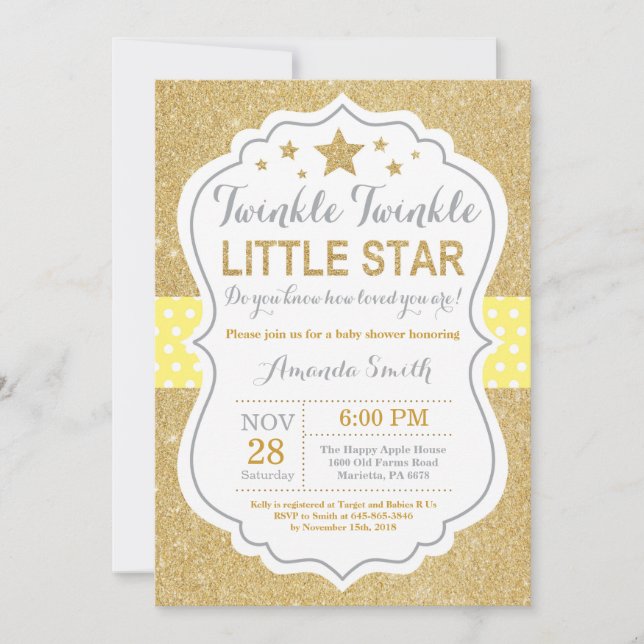 Invitación de Baby Shower Twinkle Twinkle Little S (Anverso)
