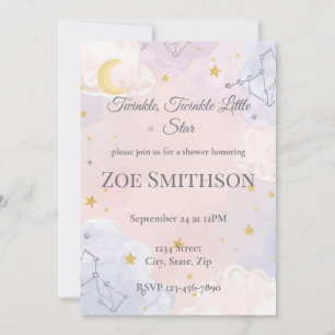 Invitación de Baby Shower Twinkle Twinkle Little S