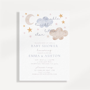 Invitación de Baby Shower Twinkle Twinkle Little S