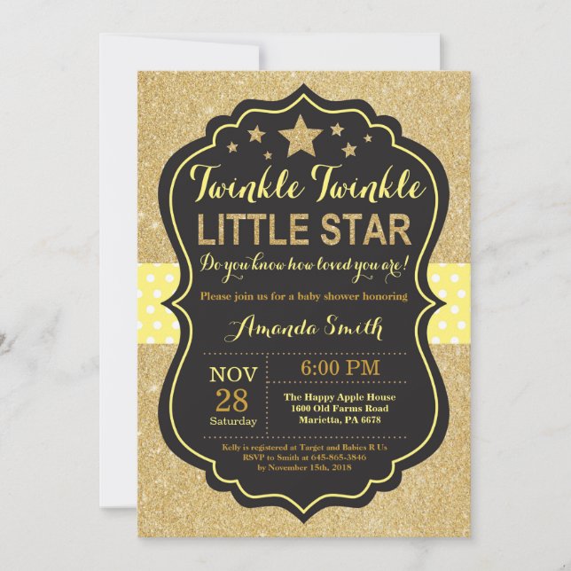 Invitación de Baby Shower Twinkle Twinkle Little S (Anverso)