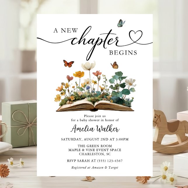 Invitación de Baby Shower 'Un Nuevo Capítulo Comie (A new chapter begins)