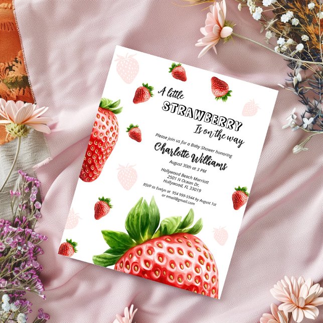 Invitación de Baby Shower - Un poco de fresa (Baby shower Strawberry)