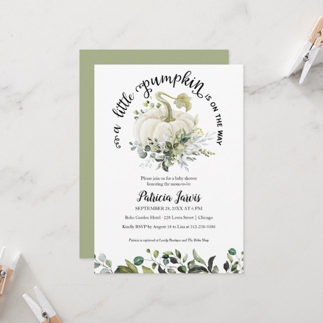 Invitación de Baby Shower Un Poco de Vegetación de (Anverso/Reverso In Situ)