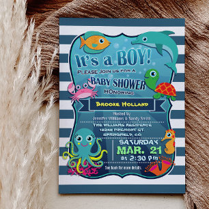 Invitación de Baby Shower Under the Sea Boy