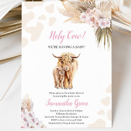 Invitación de Baby Shower Vaca Sagrada Rosa