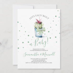 Invitación de Baby Shower verde a acuarela Cactus