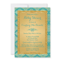 Invitación de Baby Shower Verde azulada, Purpurina