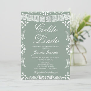 Invitación de Baby Shower verde de Cielito Lindo S