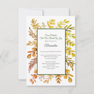 invitación de baby shower verde de eucalipto de ot