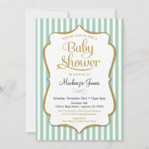 Invitación de Baby Shower verde de la menta Chica