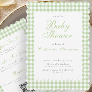 Invitación de Baby Shower Verde Doble Cara