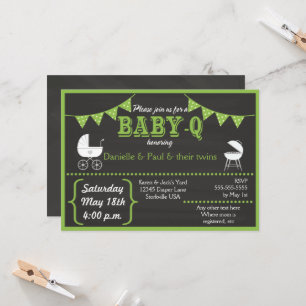 Invitación de Baby Shower verde para bebé-Q Chalkb