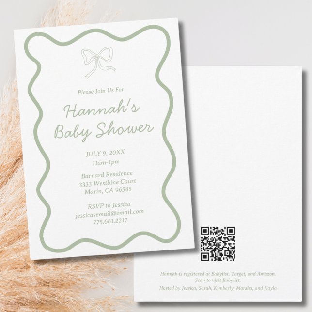 Invitación de Baby Shower verde sage moderno (Modern Sage Green Baby Shower Invitation)