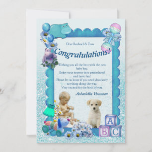 Invitación de Baby Shower Verde Turquesa Azul