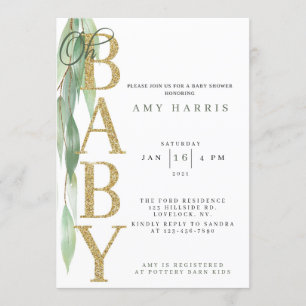 INVITACIÓN DE Baby Shower verde verde sabio