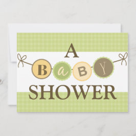 Invitación de Baby Shower verde y amarillo