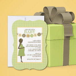 Invitación de Baby Shower verde y amarillo