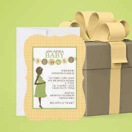 Invitación de Baby Shower verde y amarillo