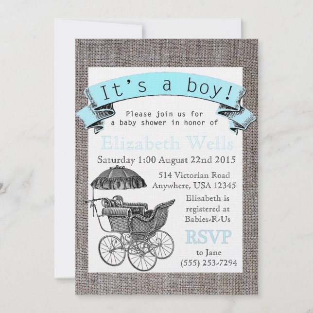Invitación de Baby Shower victoriana vintage (Anverso)