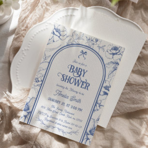Invitación de Baby Shower Vintage Adorno Floral Az