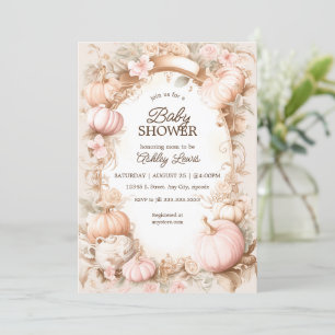 Invitación de baby shower vintage blush de otoño c