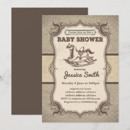 Invitación de BABY SHOWER vintage - caballo mecedo