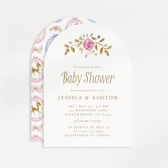 Invitación de baby shower vintage cervatillo (Subido por el creador)