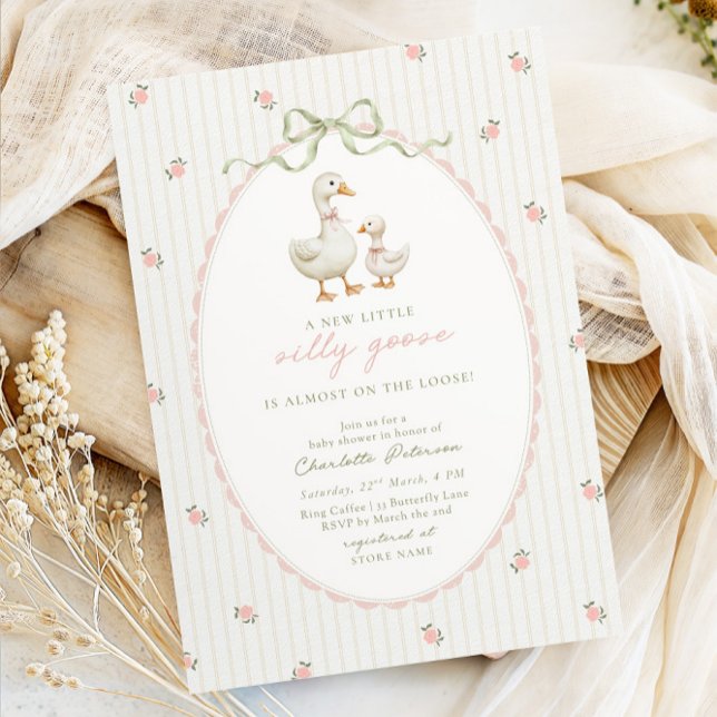 Invitación de baby shower vintage de ganso (Subido por el creador)