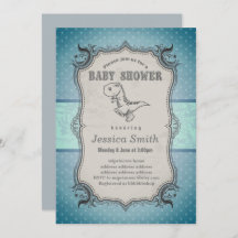 Invitación de BABY SHOWER vintage - dinosaurio