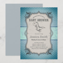 Invitación de BABY SHOWER vintage - dinosaurio