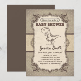 Invitación de BABY SHOWER vintage - dinosaurio