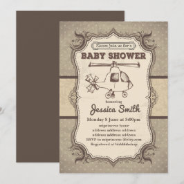 Invitación de BABY SHOWER vintage - Helicópteros
