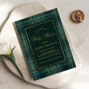 Invitación de Baby Shower Vintage Polo Cuadros Tar