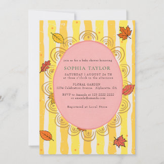 invitación de baby shower vintage rosa pastel otoñ