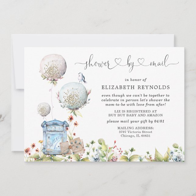 Invitación de baby shower virtual por correo (Anverso)
