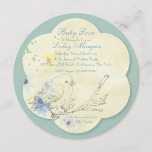 Invitación de Baby Shower Watercolor Baby Bird BL