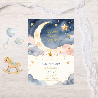 Invitación de Baby Shower Watercolor Twinkle Littl