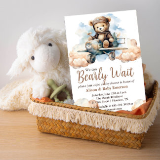 Invitación de Baby Shower "We can Bearly Wait"